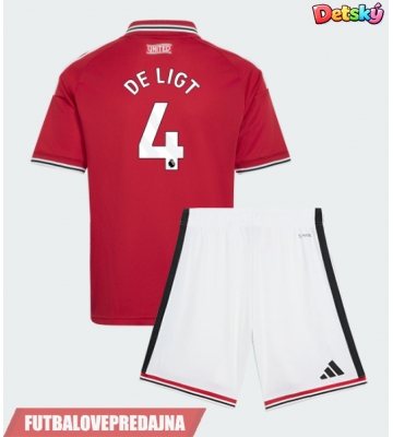 Lacne Dětský Futbalové dres Manchester United Matthijs de Ligt #4 2026-27 Krátky Rukáv - Domáci (+ trenírky)